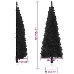 vidaXL Demi sapin de Noël artificiel mince avec support Noir 210 cm
