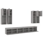vidaXL Ensemble de meubles TV muraux 7 Pièces et lumières LED sonoma gris