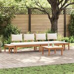vidaXL Ensemble de banc de jardin avec coussin 5 Pièces Marron  Crème