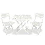 vidaXL Ensemble de bistro pliable 3 Pièces Plastique Blanc