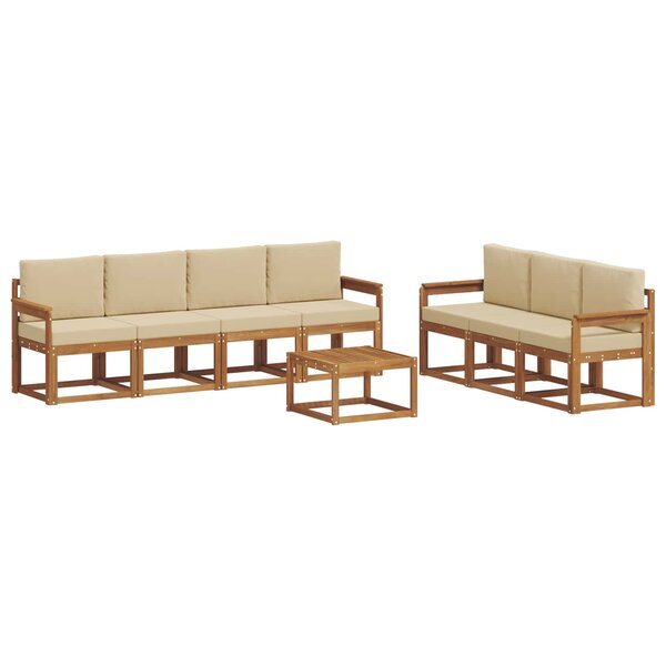 vidaXL Ensemble de canapés d'extérieur 8 pc Naturel et Beige