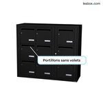 Bloc collectif Leabox  3x3  grade 3  simple face  intérieur  mural  noir 9005 finition brillante