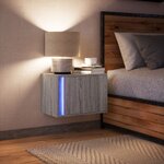 vidaXL Table de chevet murale avec lumières LED sonoma gris