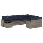 vidaXL Salon de jardin 10 Pièces avec coussins gris résine tressée