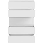 Commode CHELSEA 5 tiroirs - 77 2 cm - blanc mat