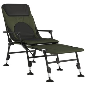 vidaXL Chaise longue de pêche avec pieds à boue réglables pliable vert