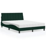 vidaXL Lit avec matelas Hanko vert foncé 140x190 cm velours