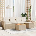 vidaXL Salon de jardin avec coussins 6 Pièces beige résine tressée