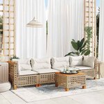 vidaXL Salon de jardin avec coussins 5 Pièces beige résine tressée