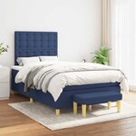 vidaXL Sommier à lattes de lit avec matelas bleu 120x190 cm tissu
