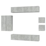 vidaXL Ensemble de meubles TV 8 Pièces Gris béton Bois d'ingénierie