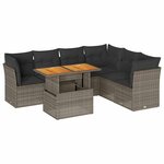 vidaXL Salon de jardin avec coussins 7 Pièces gris résine tressée