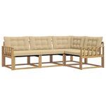 vidaXL Ensemble de canapés d'extérieur 4 Pièces Blanc et Beige