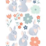 Lot stickers 3D lapins / papillons
