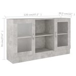 vidaXL Armoire à vitrine Gris béton 120x30 5x70 cm Bois d’ingénierie