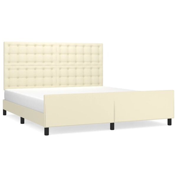vidaXL Cadre de lit avec tête de lit Crème 180x200 cm Similicuir