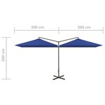 vidaXL Parasol de jardin double avec mât en acier bleu azuré 600x300cm