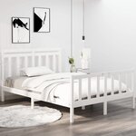 Vidaxl cadre de lit blanc bois massif 135x190 cm double