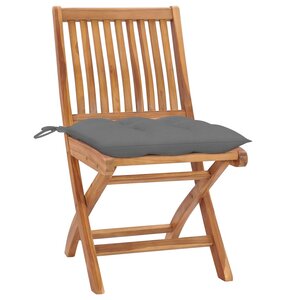 vidaXL Chaises de jardin lot de 2 et coussins gris Bois de teck massif