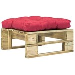 vidaXL Repose-pied palette de jardin avec coussin en rouge vert bois