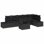 vidaXL Ensemble de canapé de jardin 7 Pièces Noir Poly rotin