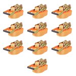 vidaXL Sangle d’arrimage à cliquet 10 Pièces 2 tonnes 8 m x 50 mm Orange