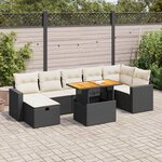 vidaXL Salon de jardin 5 Pièces avec coussins noir résine tressée acacia