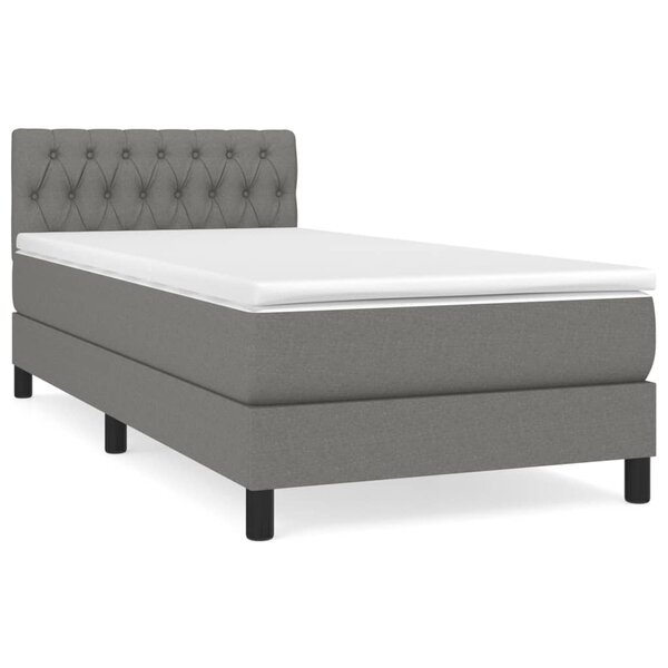 vidaXL Sommier à lattes de lit avec matelas Gris foncé 100x200cm Tissu