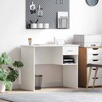 vidaXL Bureau avec tiroir Blanc 90 x 49.5 x 75 cm Bois d'ingénierie