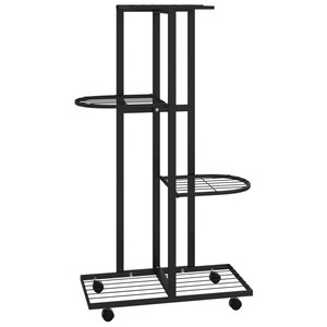 vidaXL Jardinière à 4 niveaux avec roues 44x23x80 cm Noir Fer