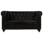 vidaXL Canapé Chesterfield à 2 places Noir Cuir véritable