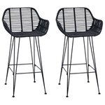 vidaXL Chaise de bar 2 pc Noir 55 x 52 x 92 cm Rotin et métal
