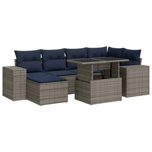 vidaXL Salon de jardin avec coussins 9 Pièces gris résine tressée acacia