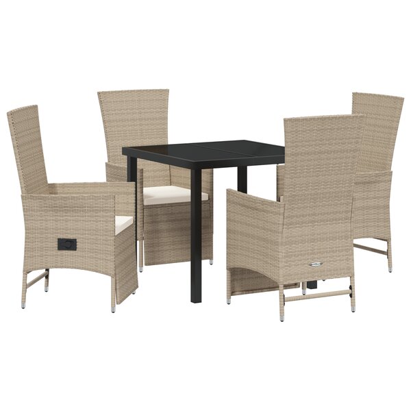 vidaXL Chaises de jardin inclinables 5 Pièces Beige 80 x 80 x 73 cm