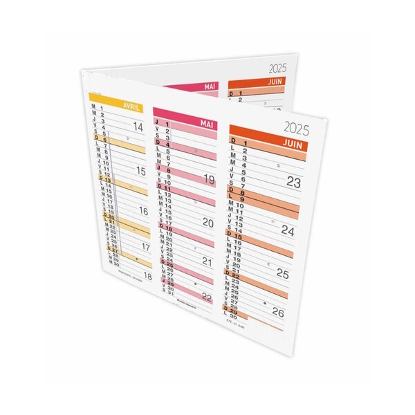 Calendrier 2025 Dépliant - 26 x 13cm - Multicouleurs - Cartonné