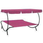 vidaXL Lit de repos d'extérieur avec auvent rose