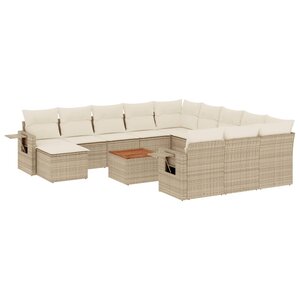 vidaXL Salon de jardin avec coussins 13 Pièces beige résine tressée