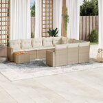vidaXL Salon de jardin 11 Pièces avec coussins beige résine tressée