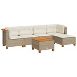 vidaXL Salon de jardin avec coussins 6 Pièces beige résine tressée