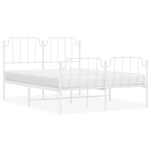 vidaXL Cadre de lit métal sans matelas et pied de lit blanc 135x190 cm