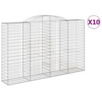 vidaXL Paniers à gabions arqués 10 Pièces 300x50x180/200 cm fer galvanisé