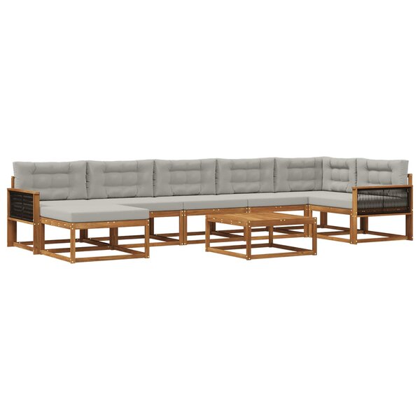 vidaXL Ensemble de canapés d'extérieur 8 Pièces Naturel et gris clair