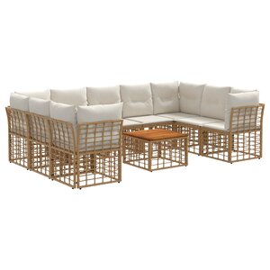vidaXL Ensemble de canapés d'extérieur 10 pc Blanc Naturel et Crème