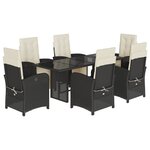 vidaXL Ensemble à manger de jardin coussins 7Pièces Noir Résine tressée