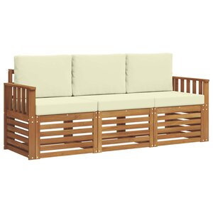 vidaXL Ensembles de canapés 3 pc Naturel et Crème Bois d'Acacia Massif