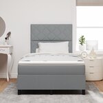 vidaXL Lit à ressorts avec matelas et lumière LED  gris  120 x 190 cm en tissu