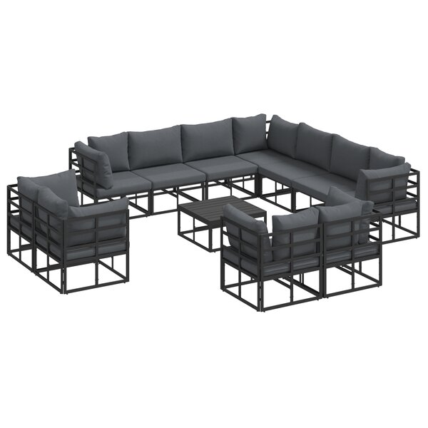 vidaXL Ensemble de canapé de jardin 12 Pièces Noir 70 x 70 x 32 cm