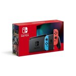 Console Nintendo Switch avec un Joy-Con bleu néon et un Joy-Con rouge néon