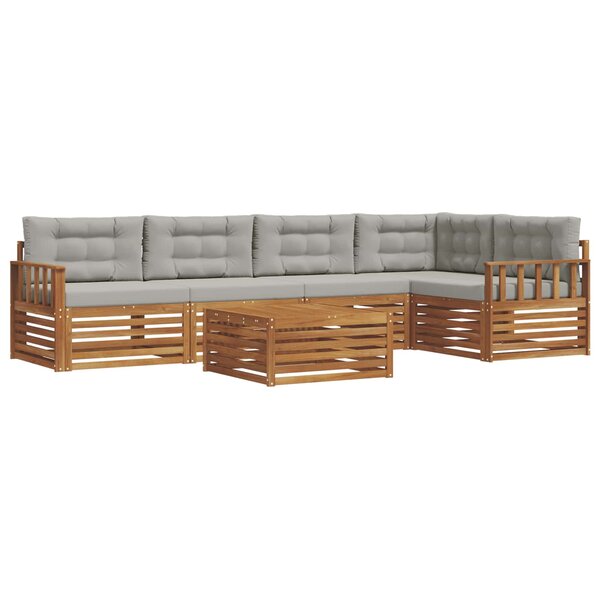 vidaXL Ensemble de canapés d'extérieur 6 pc Gris Naturel et Clair