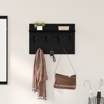 vidaXL Porte-manteau mural avec étagère Montage mural avec stockage Chêne noir 60 x 40 x 12 cm